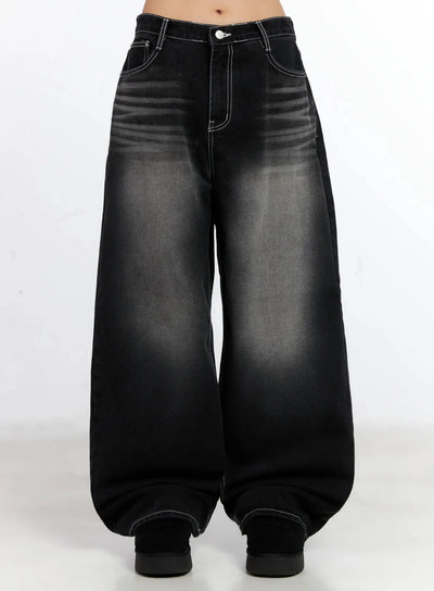 kaiya-dark-wash-baggy-jeans-in528 / Black