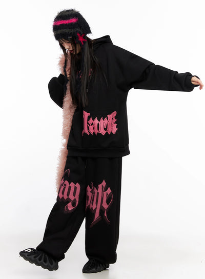 bold-graphic-oversized-hoodie-in503 / Black