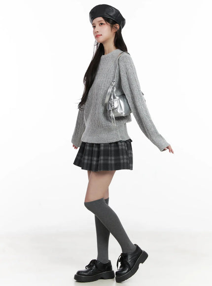 plaid-tiered-mini-skirt-cn527 / Black