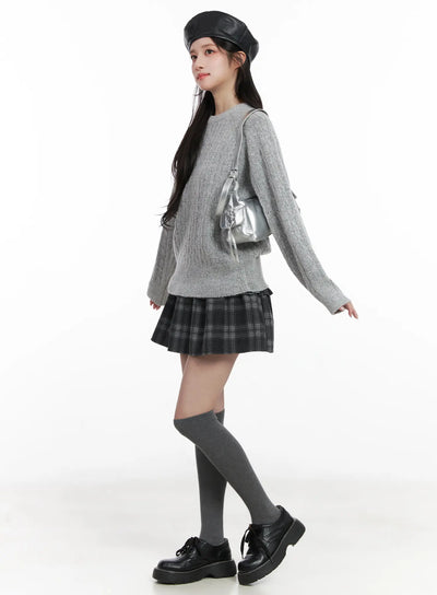 plaid-tiered-mini-skirt-cn527 / Black