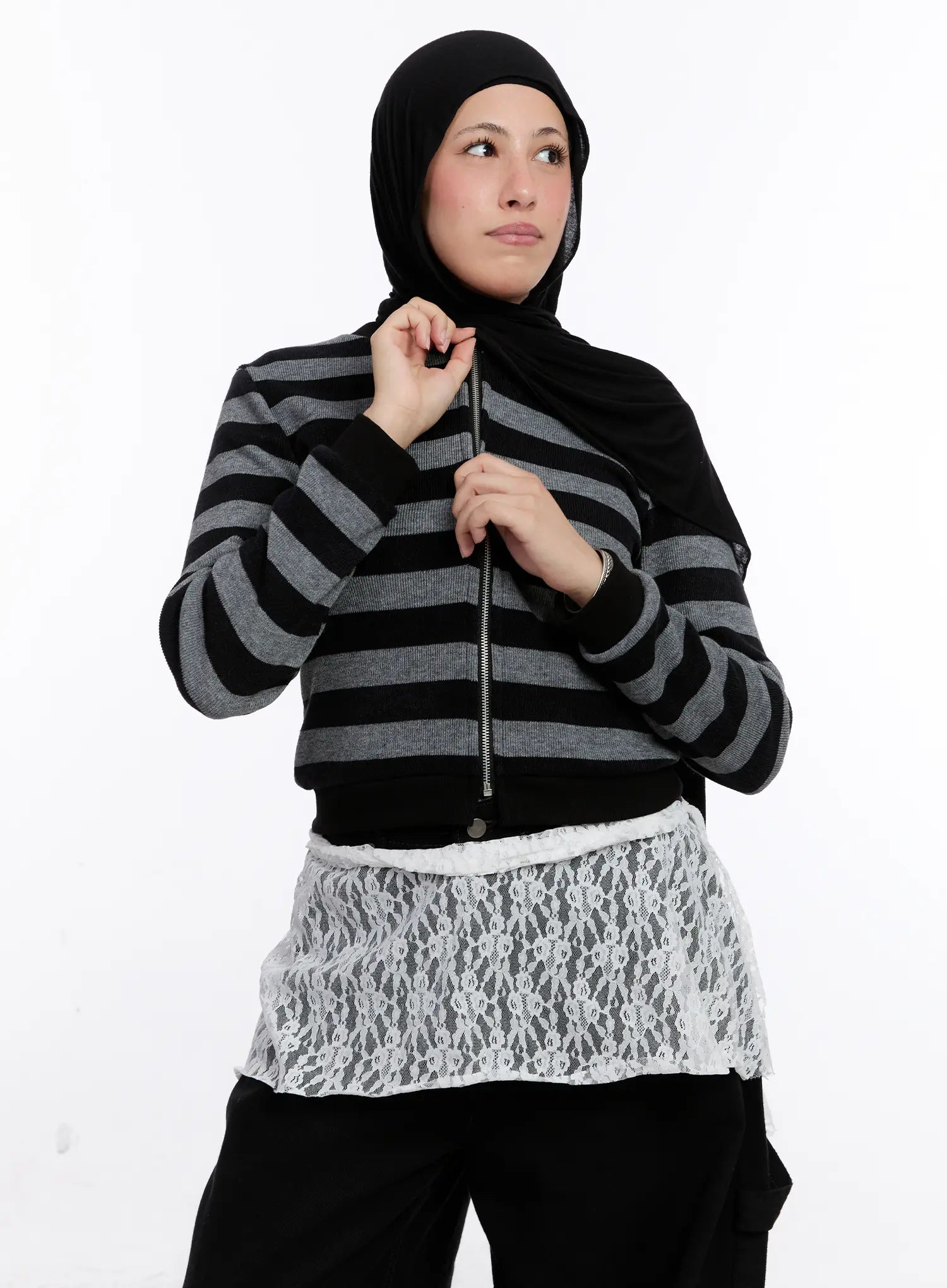 ralph-striped-two-way-zip-up-cs524 / Black
