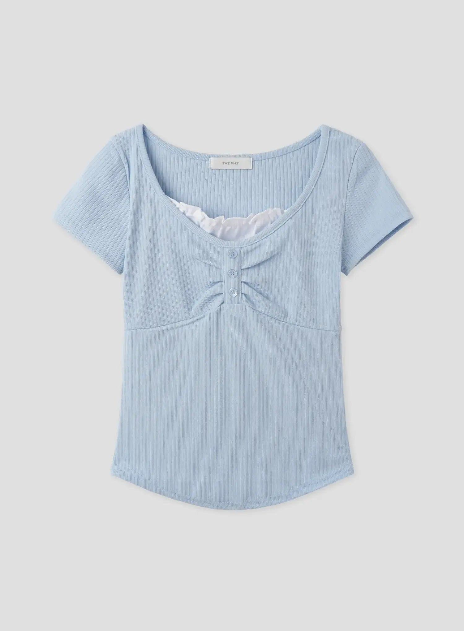 layered-lace-slim-fit-tee-iu526 / Blue