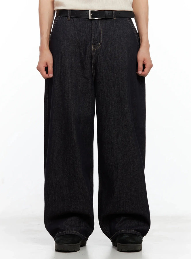 mens-dark-denim-baggy-jeans-il516 / Dark blue