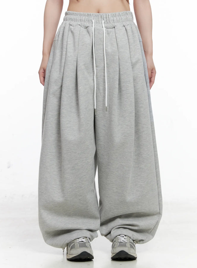 relaxed-fit-pintuck-sweatpants-co521 / Gray