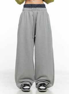 wide-leg-layered-sweatpants-cn513 / Gray