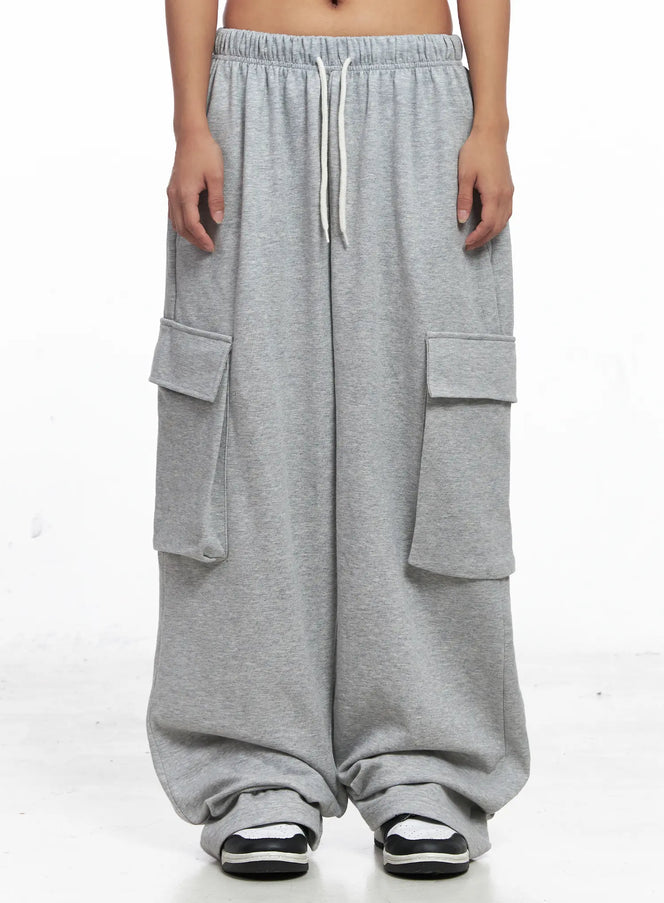 relaxed-fit-cargo-sweatpants-co513 / Gray