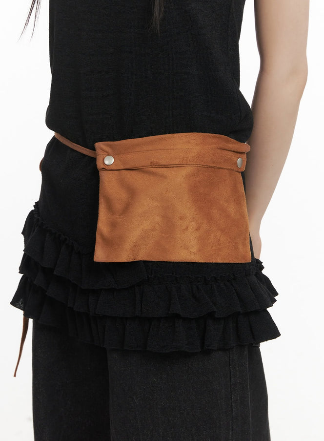 suede-pouch-belt-bag-cf518 / Beige