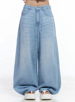 hyoyeon-washed-balloon-wide-leg-denim-jeans-cl510 / Blue