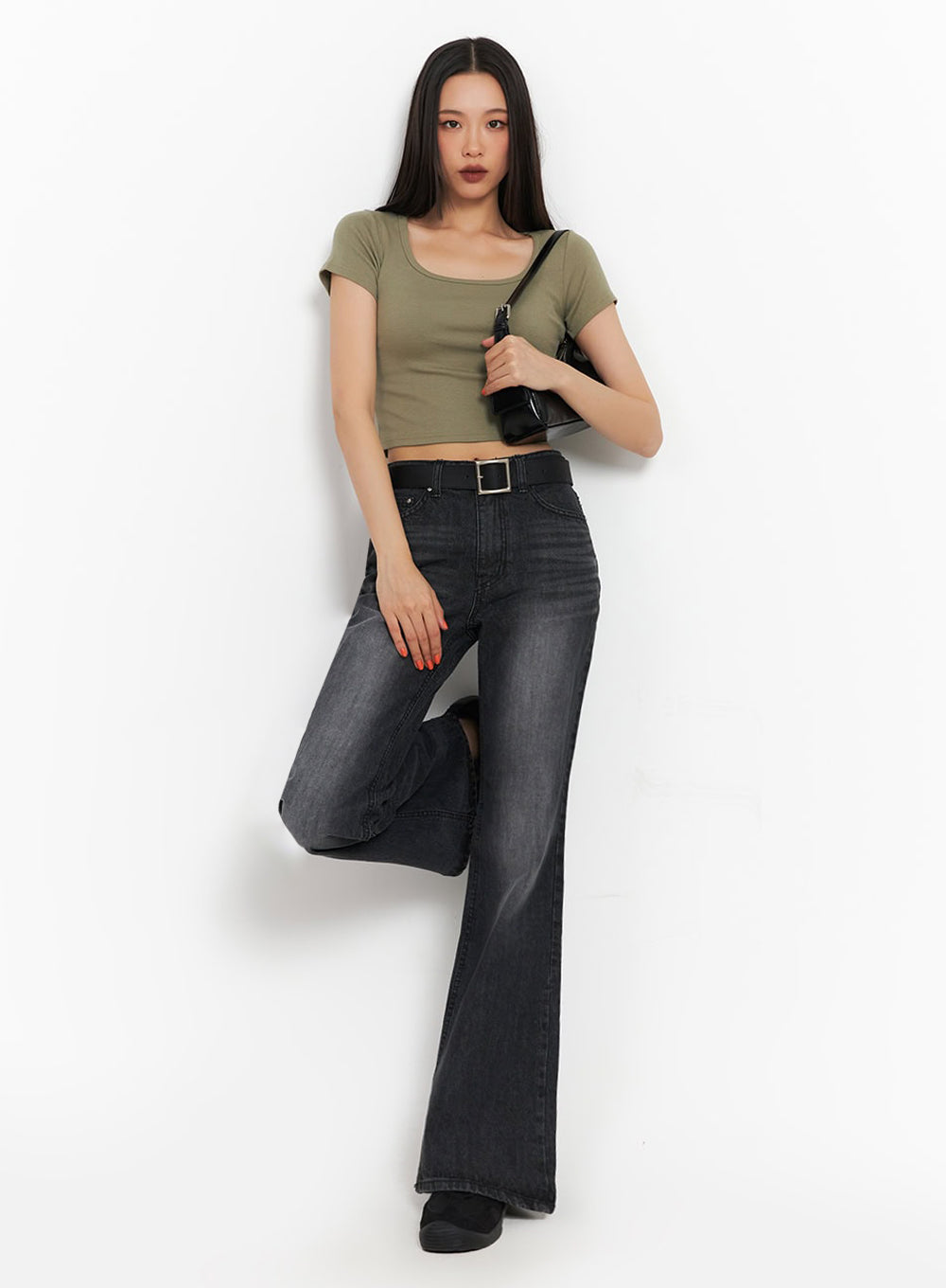 Joanna Washed Flared Jeans IA504 by Lewkin