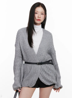 casual-loose-fit-cardigan-cn504 / Gray