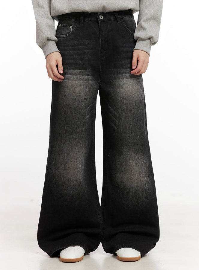 mens-washed-relaxed-fit-jeans-black-ij517 / Black