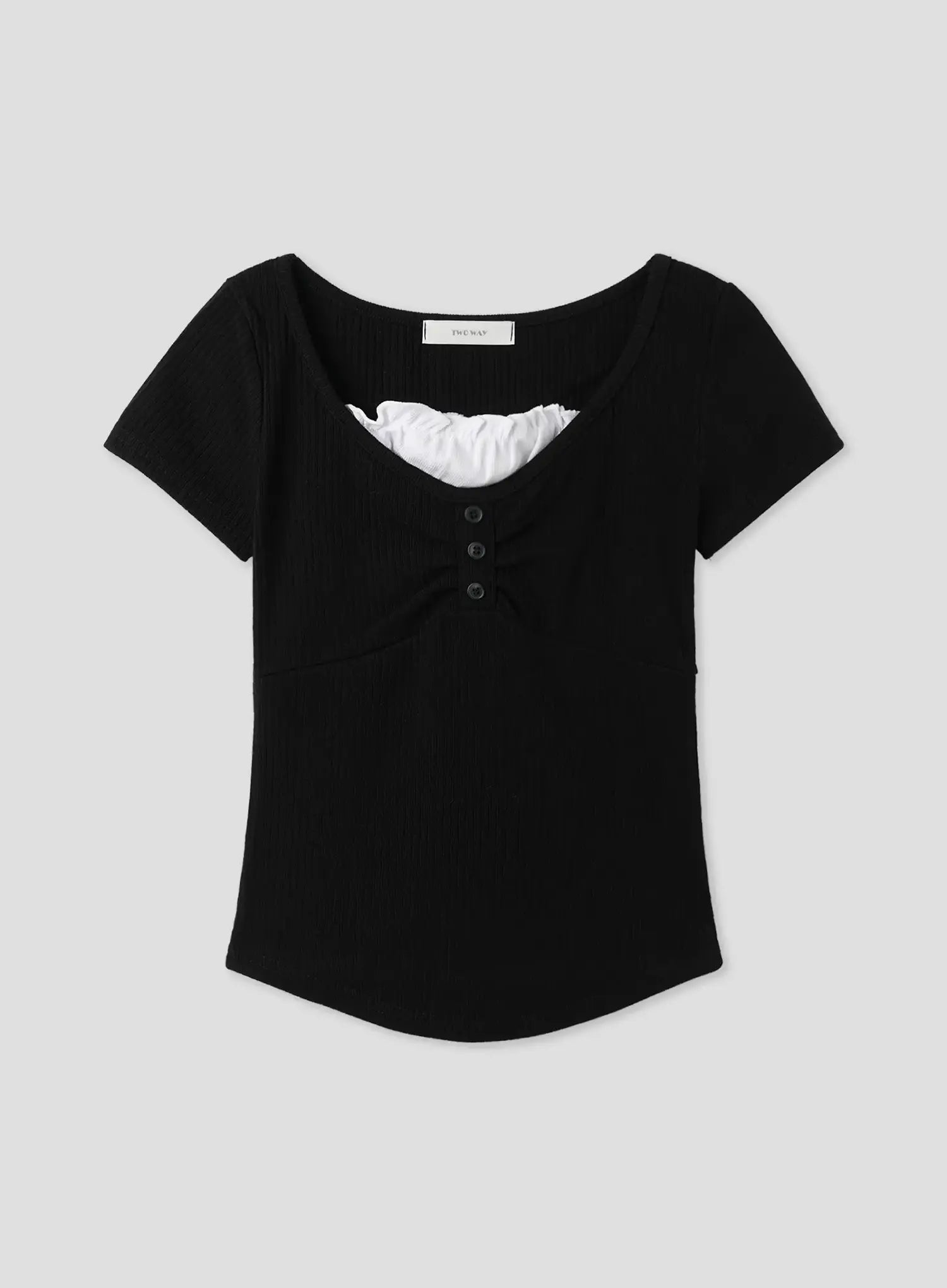 layered-lace-slim-fit-tee-iu526 / Black