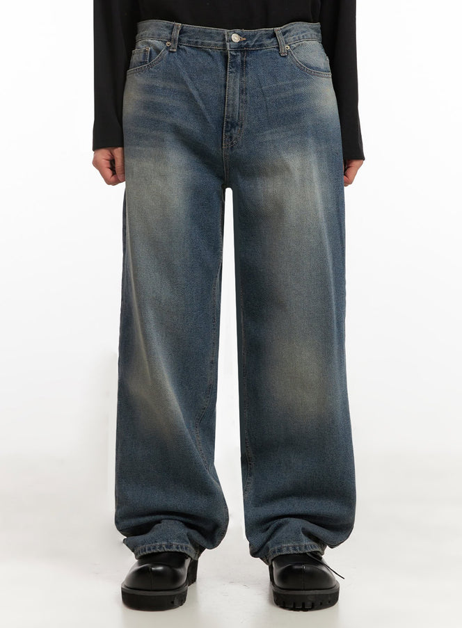 mens-basic-wide-leg-denim-jeans-id427 / Blue