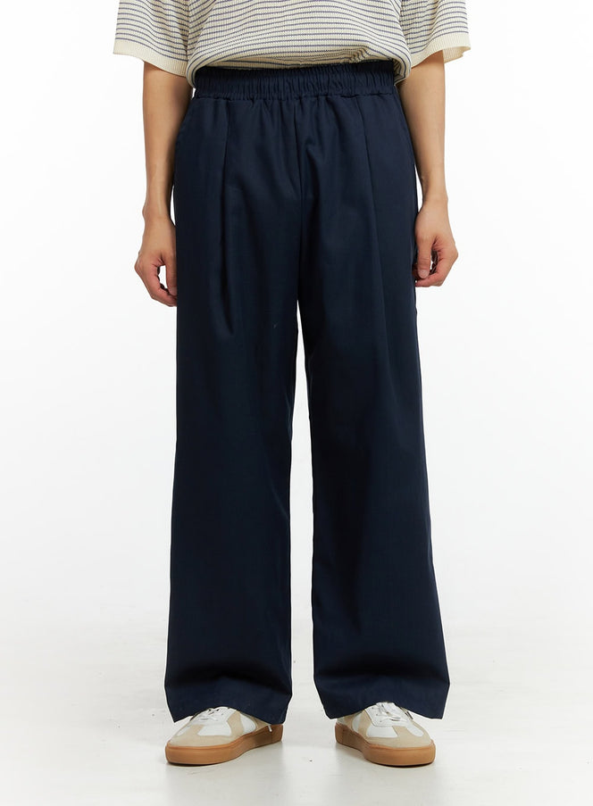 mens-solid-linen-pants-iu414 / Dark blue