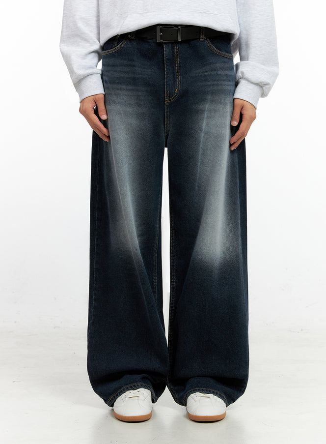 mens-washed-denim-jeans-in411 / Dark blue