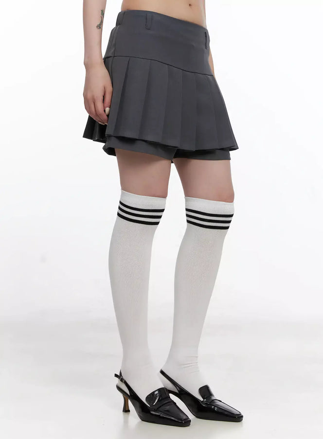pleated-mini-skort-is508 / Dark gray
