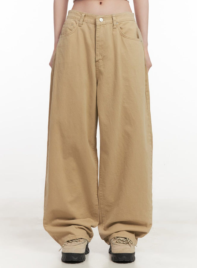 relaxed-fit-wide-leg-pants-cf514 / Beige