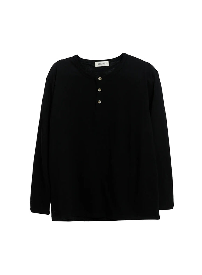 mens-henley-neck-long-sleeve-tee-ig512 / Black