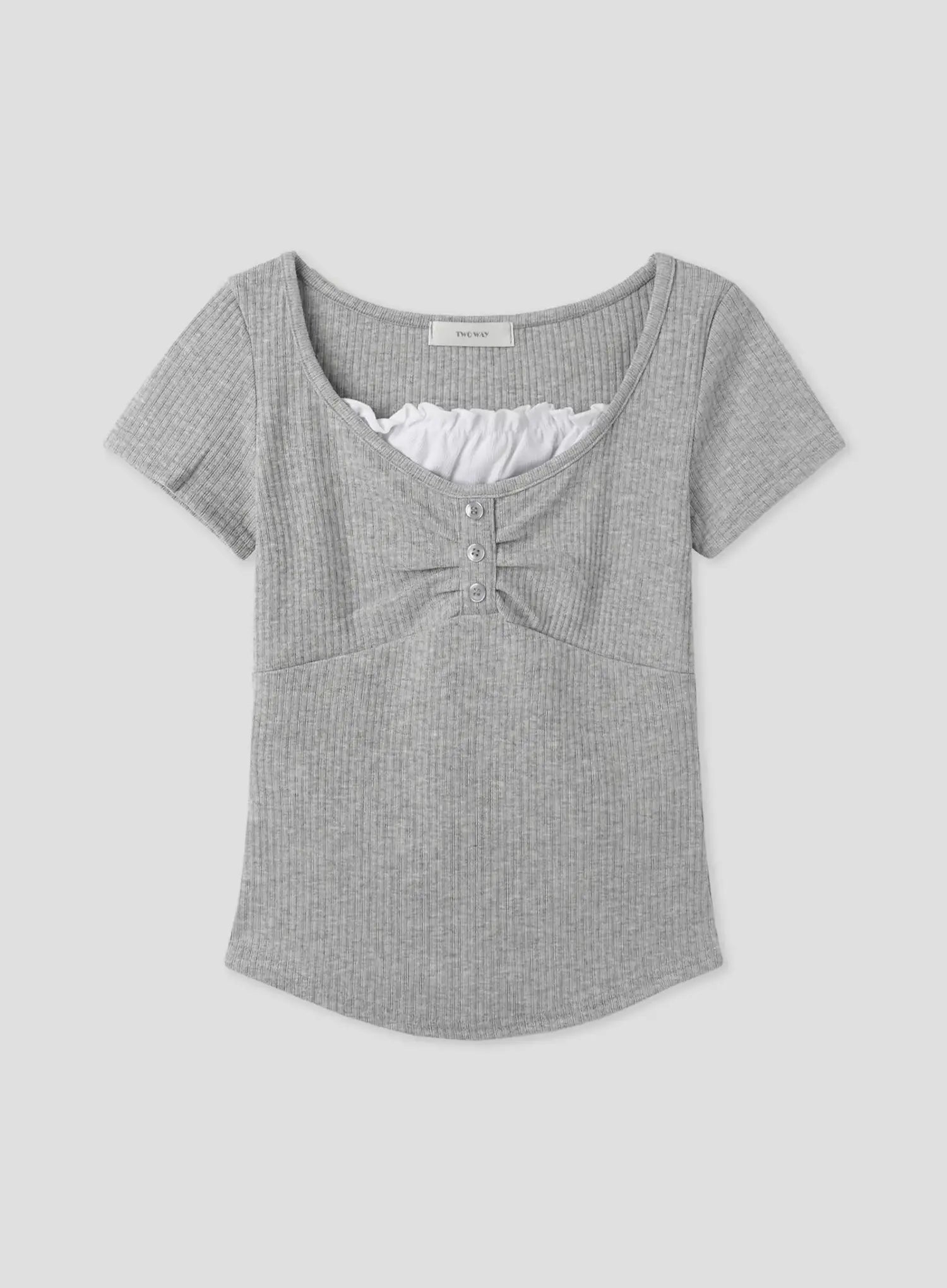 layered-lace-slim-fit-tee-iu526 / Gray