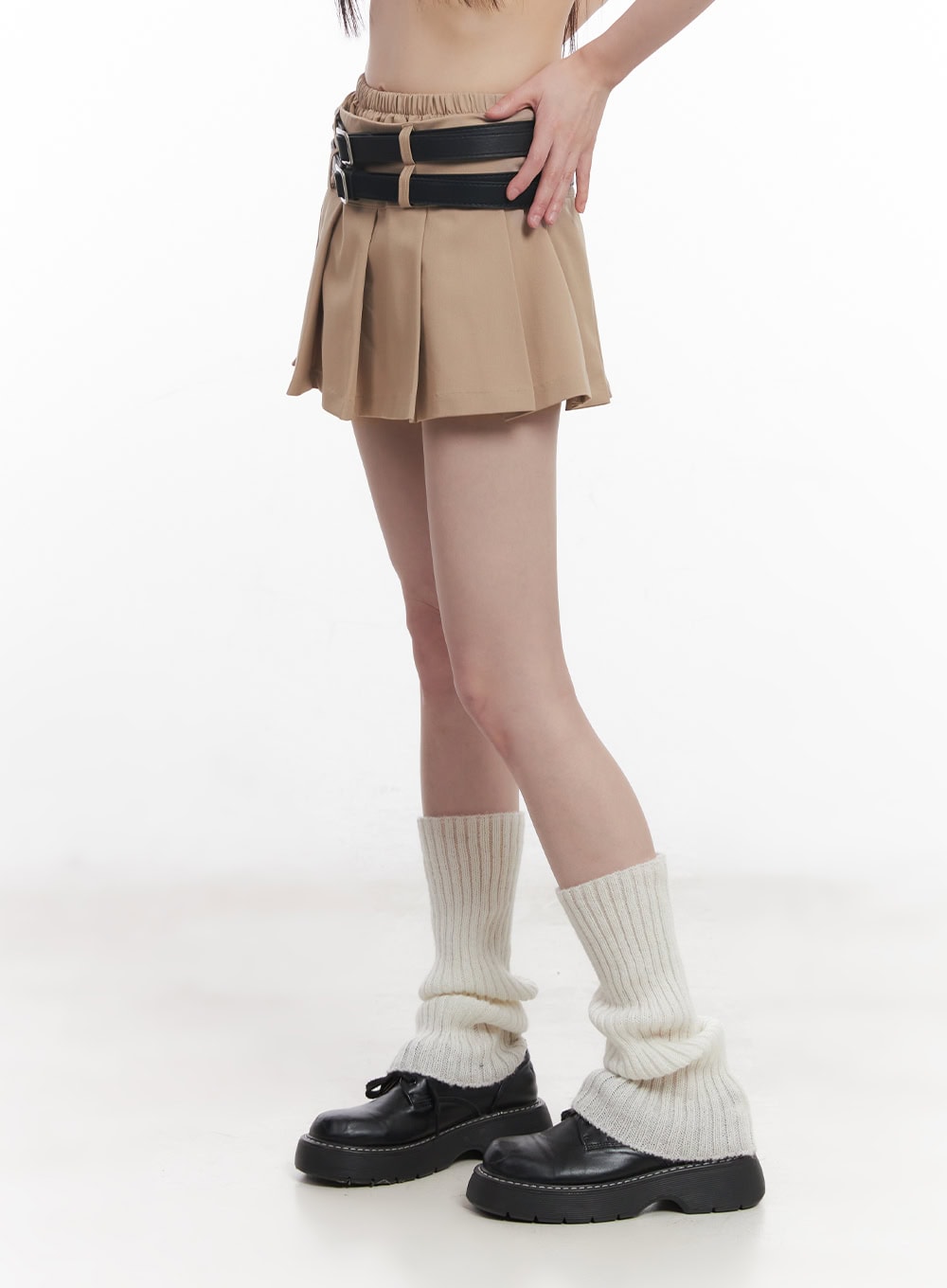 double-belt-pleated-mini-skirt-cu506