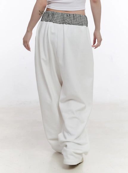 plaid-waist-wide-leg-sweatpants-cs530