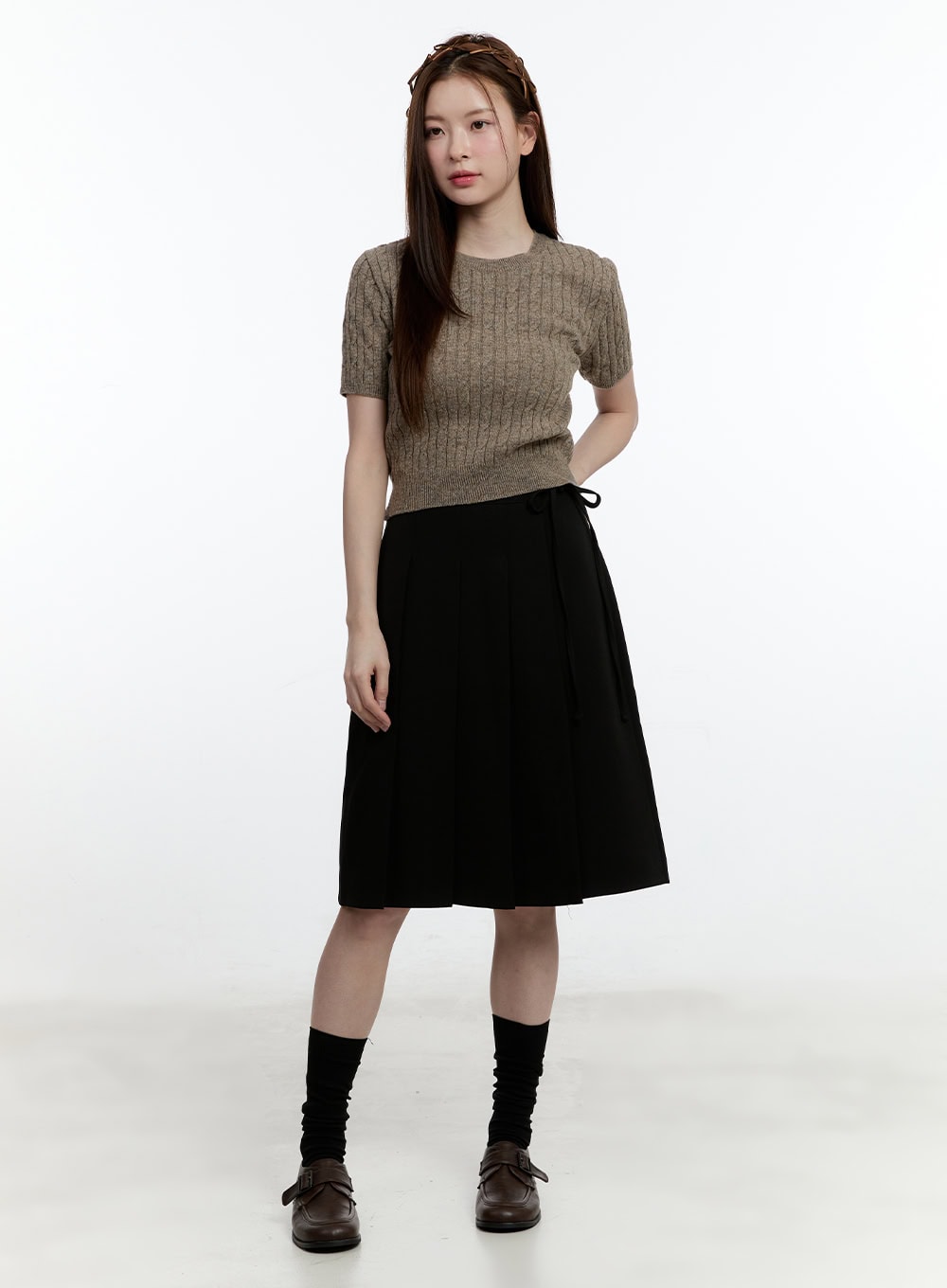 cable-knit-short-sleeve-sweater-cm521