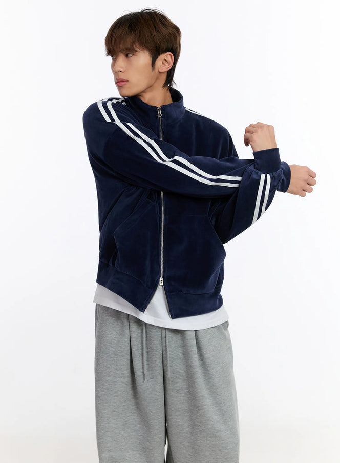 mens-striped-track-jacket-in528 / Dark blue