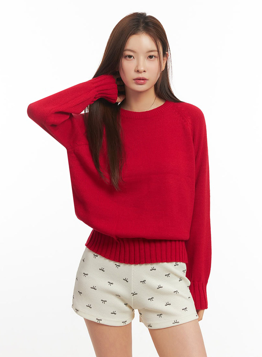 basic-round-neck-sweater-im513 / Red