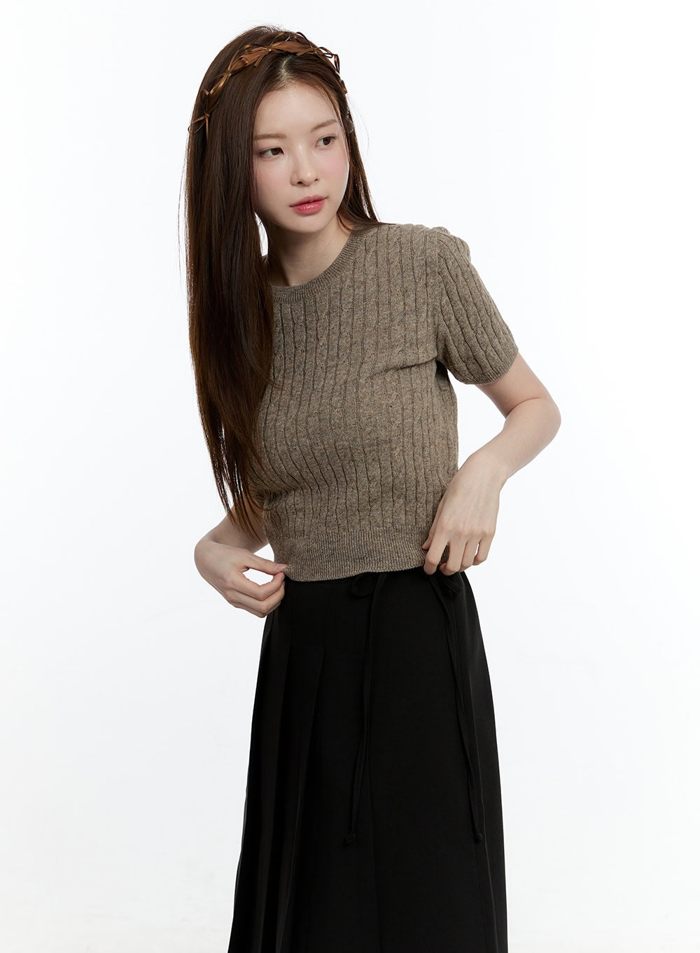 cable-knit-short-sleeve-sweater-cm521