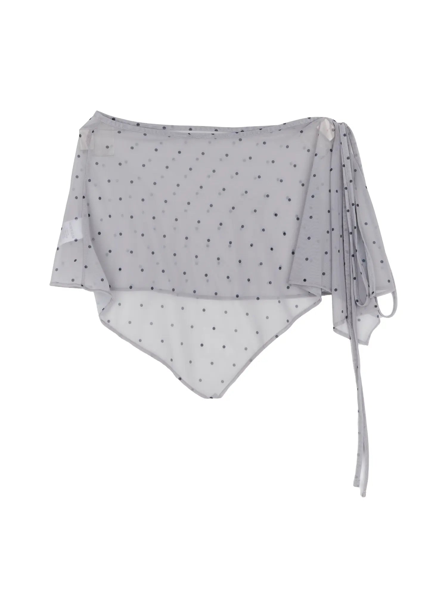 asymmetric-polka-dot-mesh-wrap-mini-skirt-cs524 / Gray