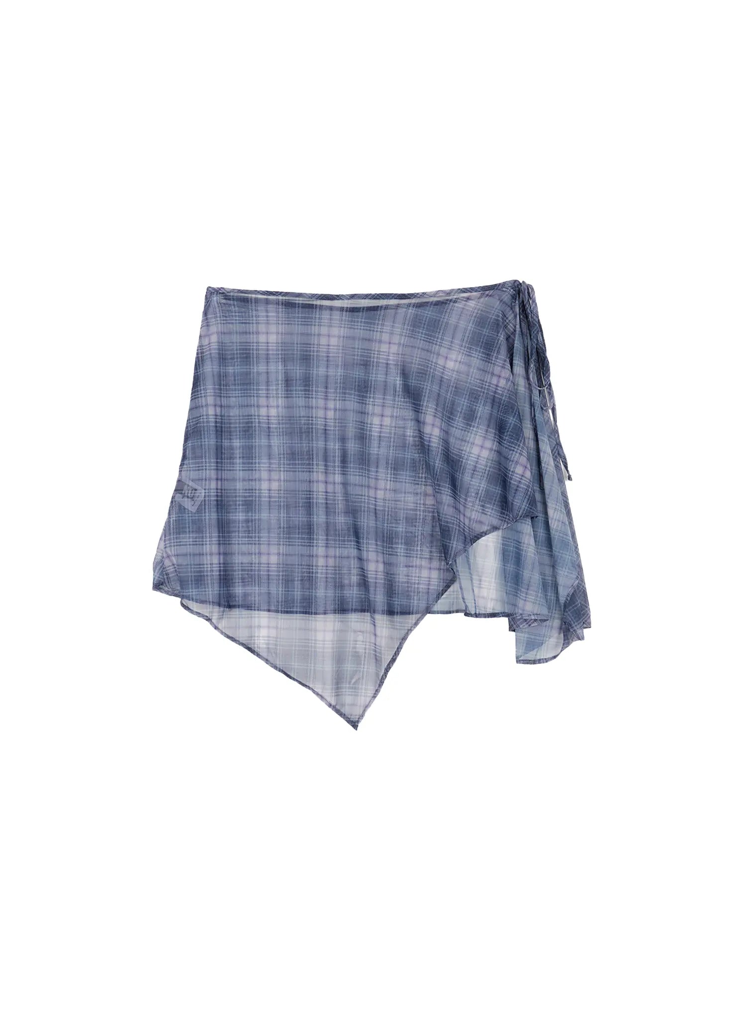 layered-plaid-mesh-midi-skirt-cs524 / Blue