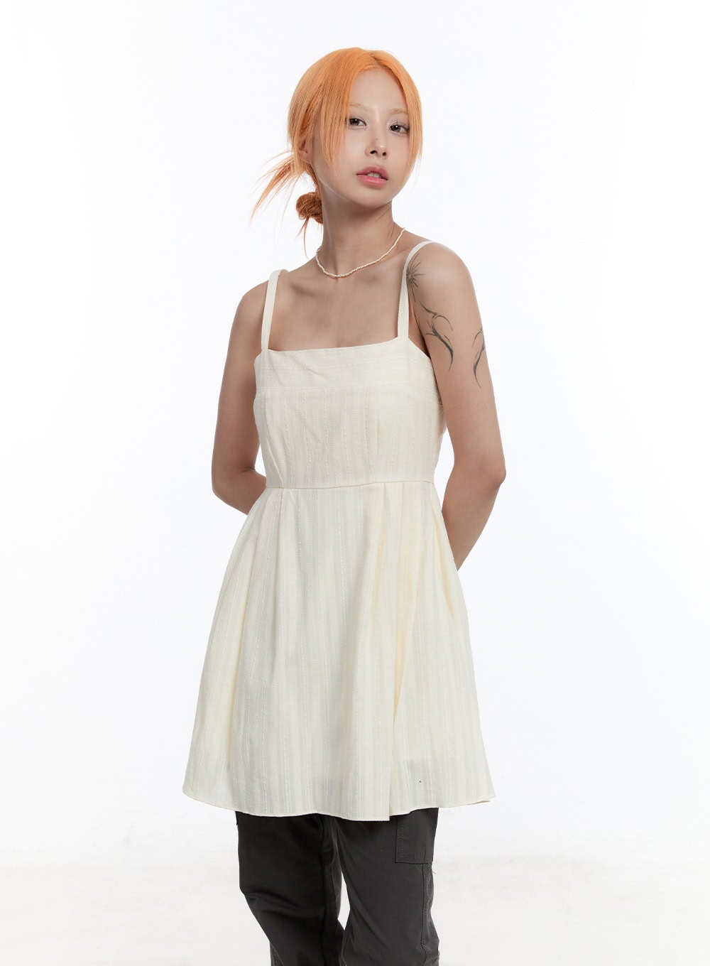 rosy-flare-mini-dress-cy530 / Light beige