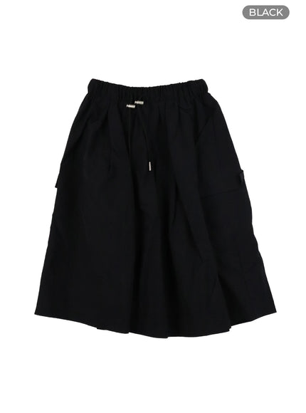 solid-flare-cargo-midi-skirt-cm425 / Black