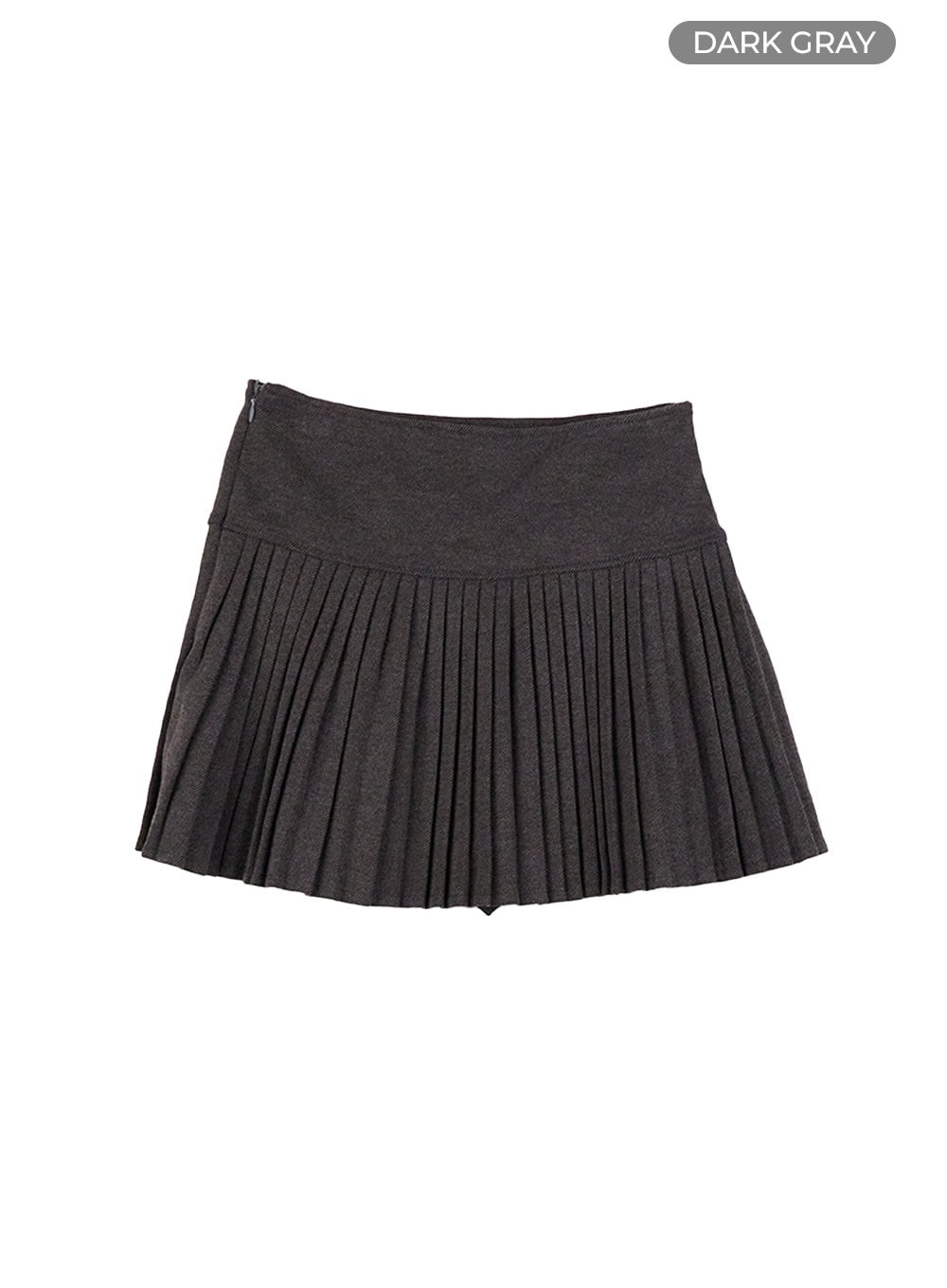 side-zip-up-pleated-mini-skirt-cs420 / Dark gray