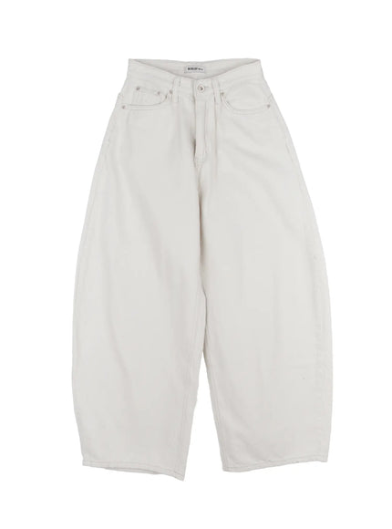 studded-wide-leg-fleece-lined-pants-cn525 / White