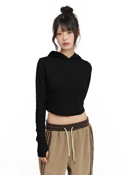 cozy-cropped-fleece-hoodie-cn521 / Black