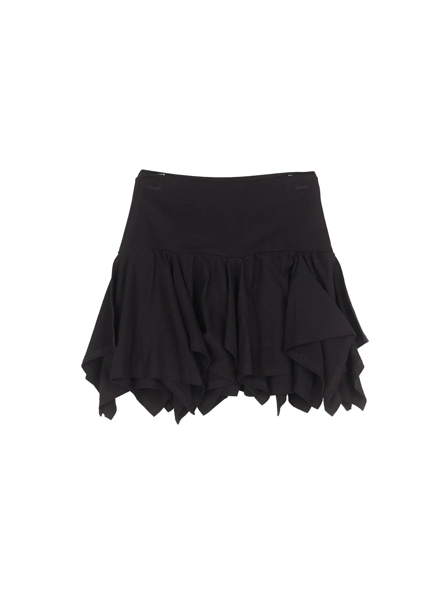 flared-ruffle-mini-skirt-cu520 / Black