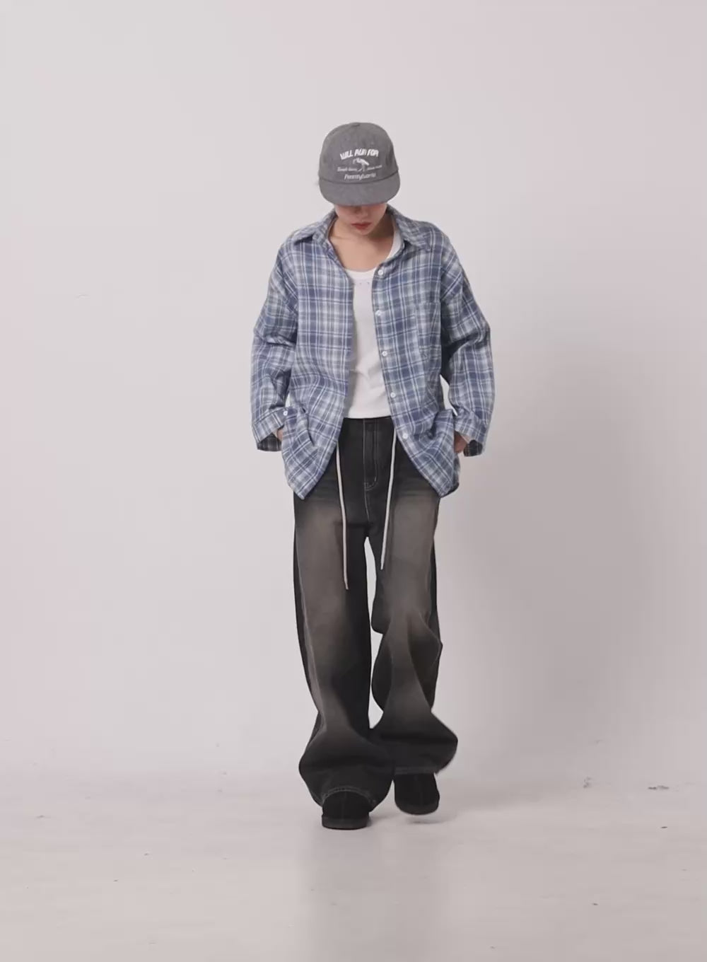 Checkered Collared Button-Up Blouse CD410