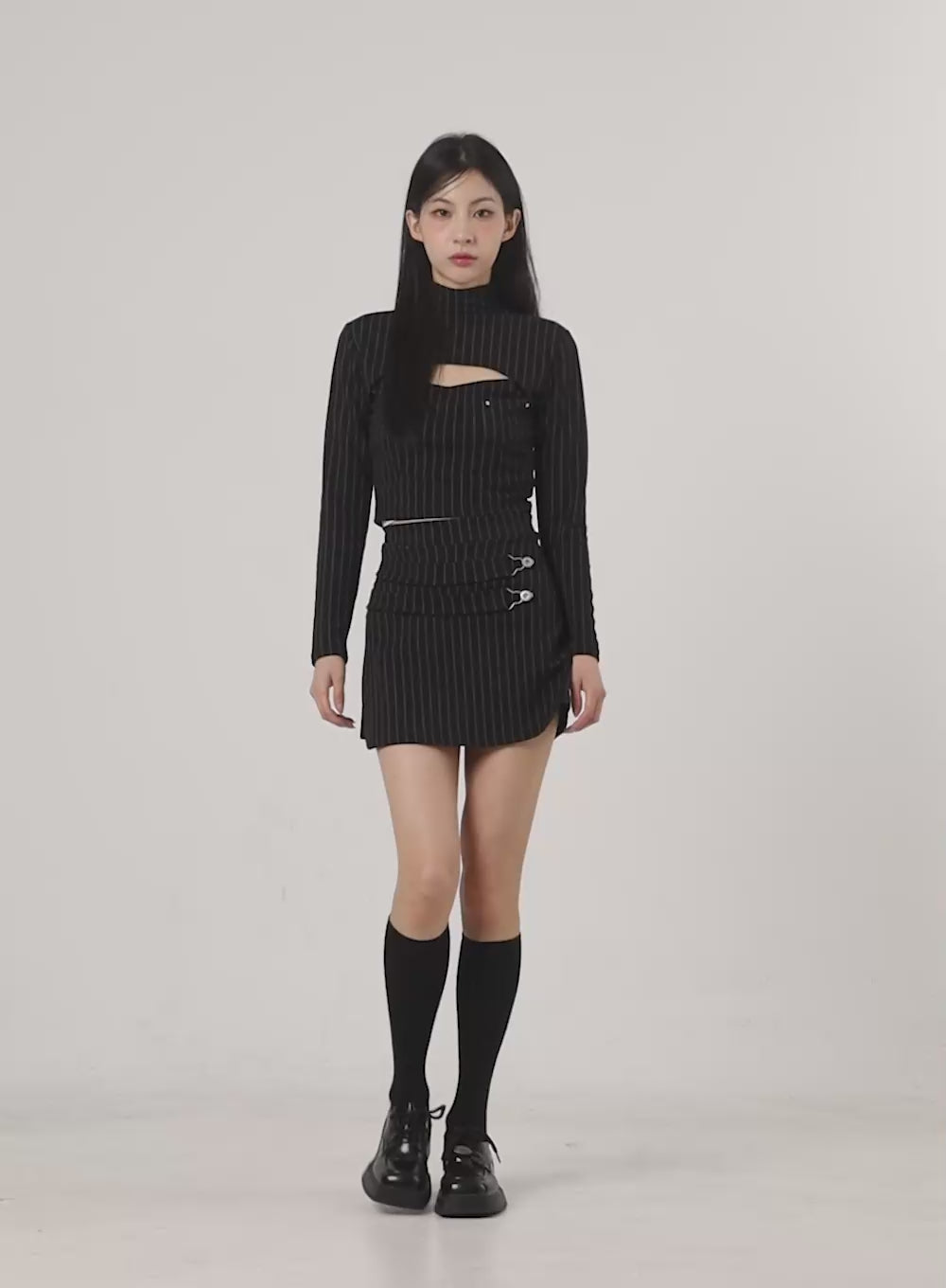 Striped Cut-Out Crop Top CO426